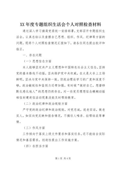 XX年度专题组织生活会个人对照检查材料.docx