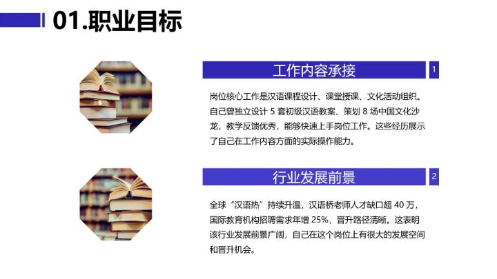 蓝色简约汉语言文学专业大学生求职综合展示职业生涯规划PPT