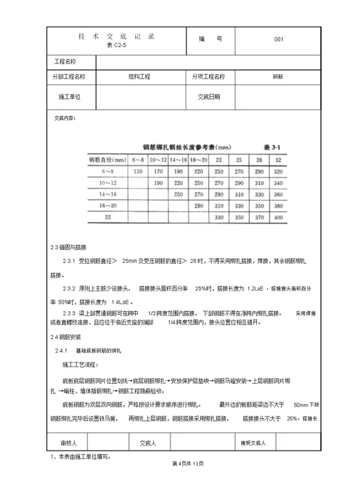 管廊结构钢筋技术交底