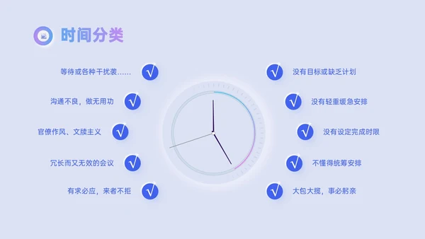 红蓝渐变新拟态风时间管理主题培训PPT模板自我管理