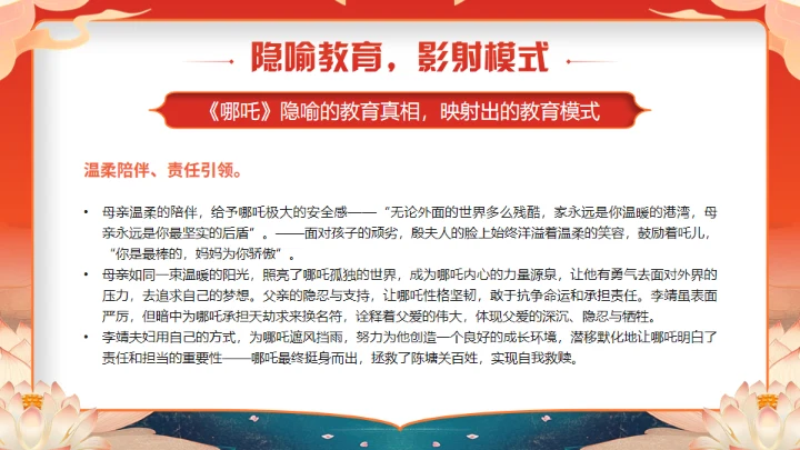 《哪吒》学校教育家庭教育智慧通用PPT模板