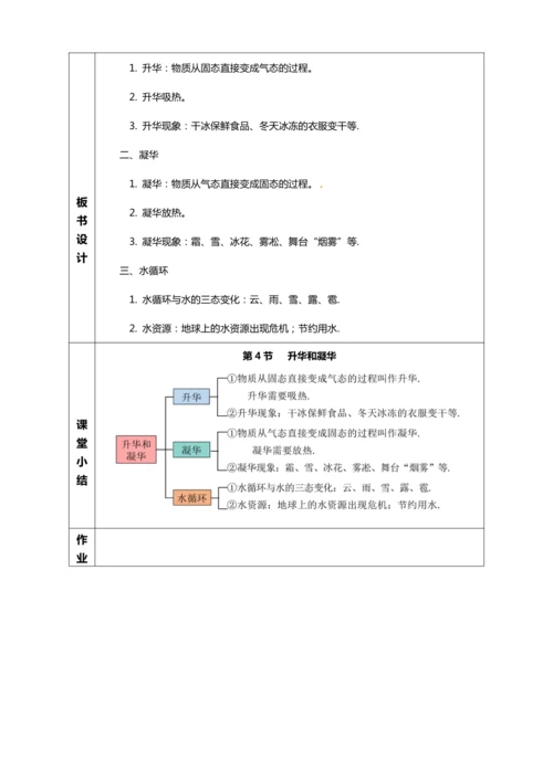 3.4 升华和凝华（教学设计）【2024人教新版八上物理高效完全备课】（表格式）