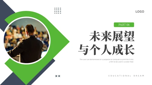 绿色蓝色商务风校长述职报告PPT模板