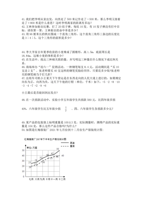 六年级小升初数学解决问题50道（预热题）.docx