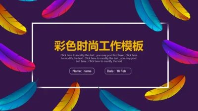 彩色羽毛时尚工作汇报模板