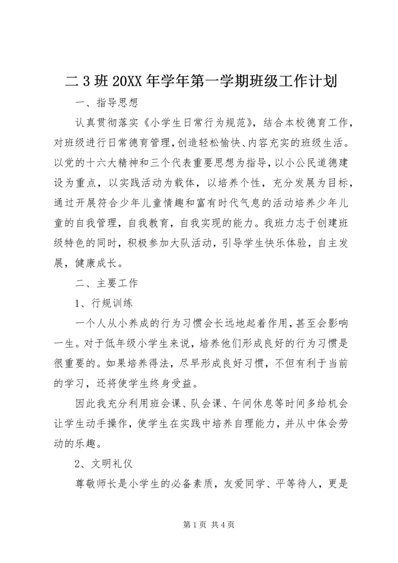 二3班某年学年第一学期班级工作计划.docx