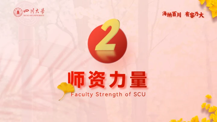 海纳百川有容乃大，四川大学银杏树通用PPT模板