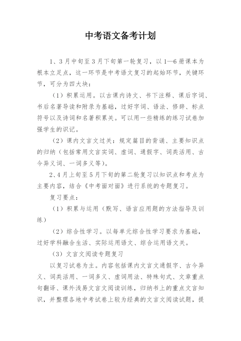 中考语文备考计划.docx