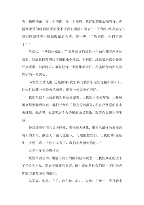 军训心得体会大学生范文.docx