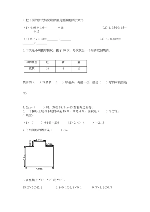 人教版数学五年级上册期末考试试卷（突破训练）word版.docx