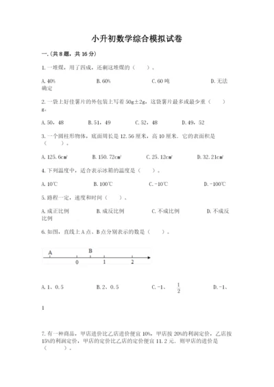 小升初数学综合模拟试卷及参考答案（黄金题型）.docx