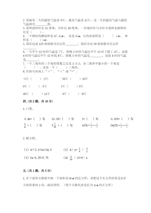 河南省平顶山市六年级下册数学期末考试试卷附答案（能力提升）.docx