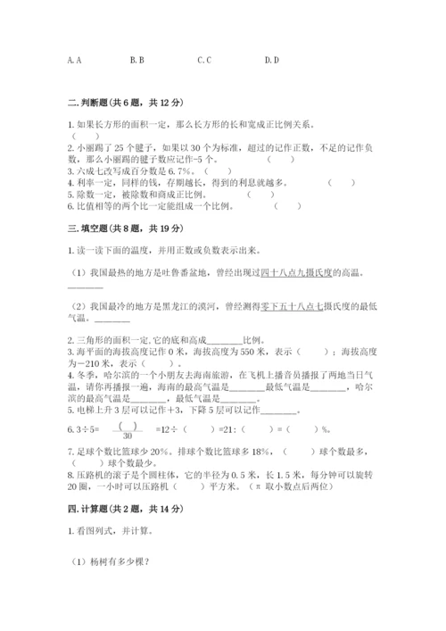 称多县六年级下册数学期末测试卷及参考答案1套.docx