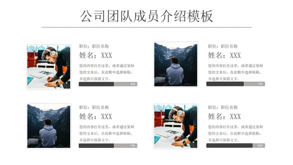 商务简约团队成员介绍汇报PPT模板