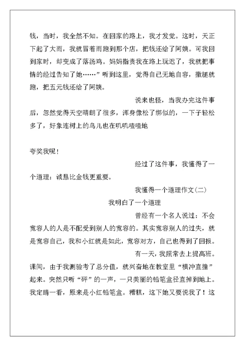 我懂得一个道理作文