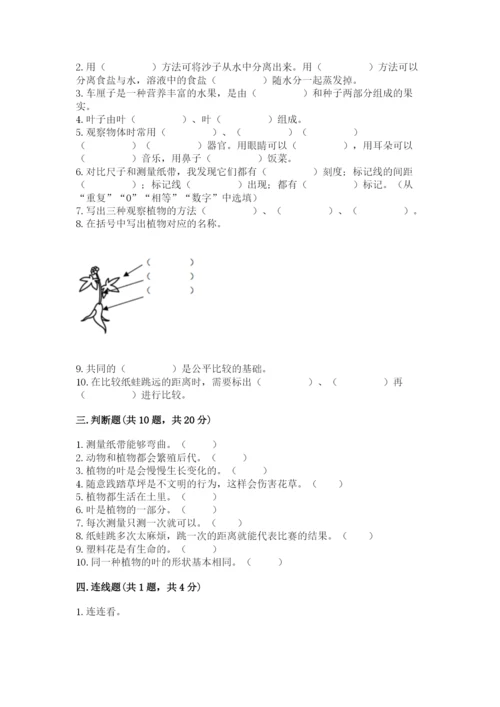 教科版一年级上册科学期末测试卷及参考答案（研优卷）.docx