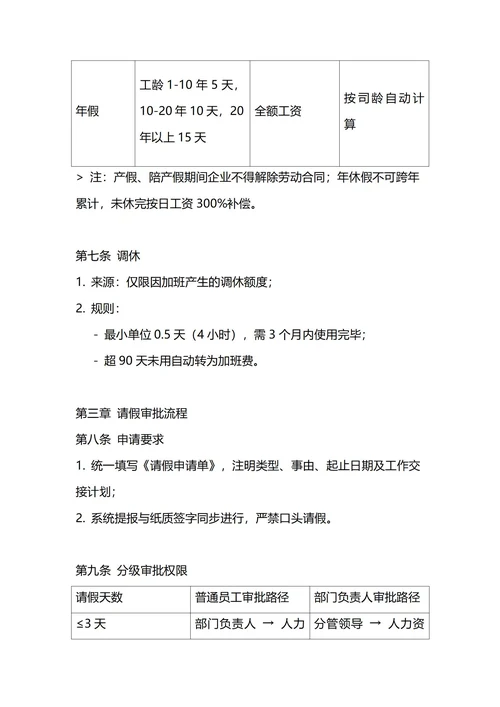 通用请假管理制度