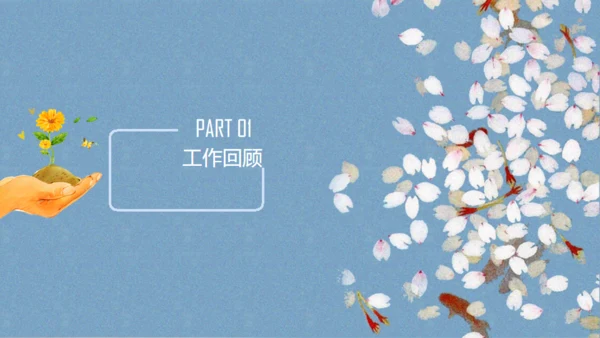 素雅樱花飞舞背景工作汇报通用PPT模版