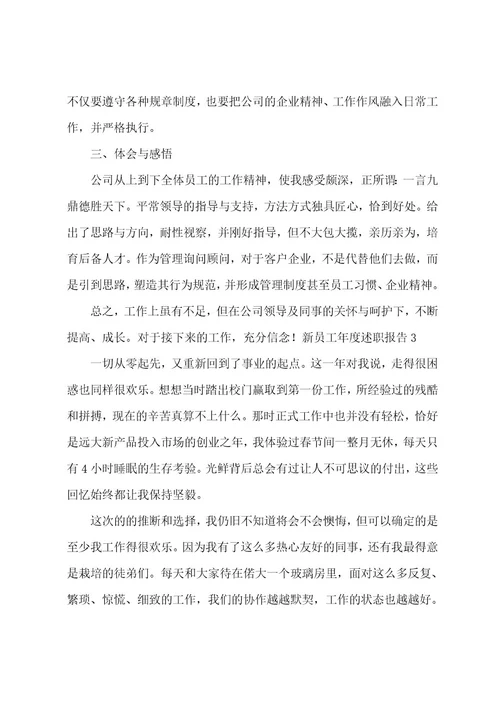 新员工年度述职报告