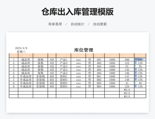 仓库出入库管理模版