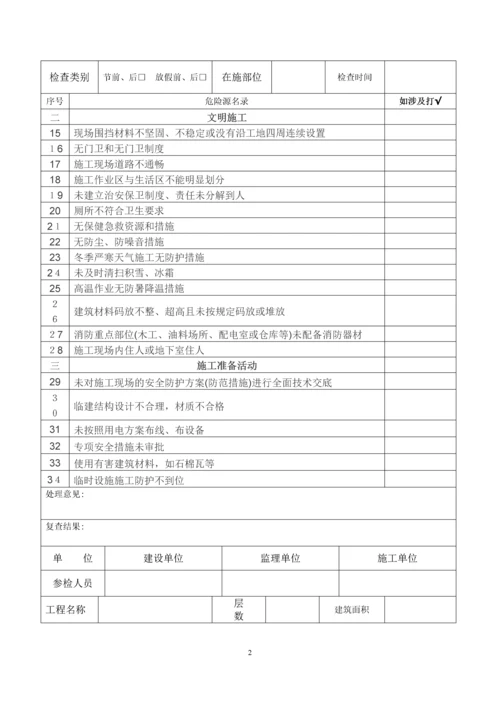 安全管理活动检查记录表(节前后检查).docx