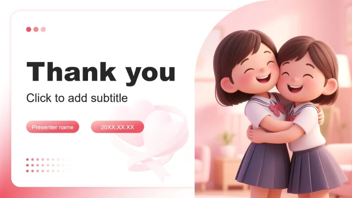 粉色3D小清新风班委竞选演讲PPT主题模板