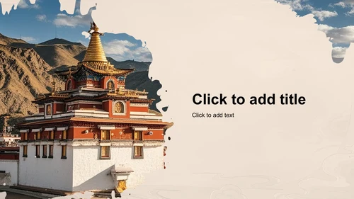 橙色摄影风西藏旅行攻略PPT主题