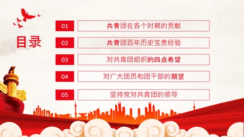 在庆祝共青团成立100周年大会上的讲话PPT