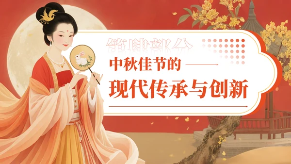 红色中国风中秋佳节的传统习俗与文化内涵PPT模板