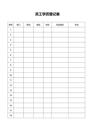 员工学历登记表word模板