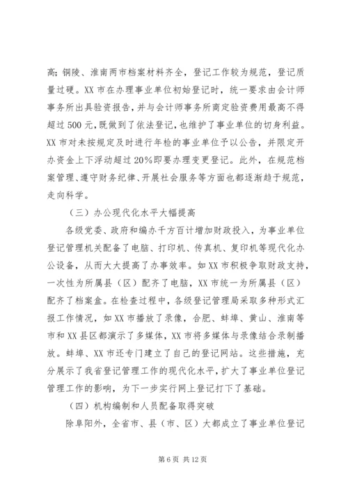 事业单位登记管理执法检查总结.docx