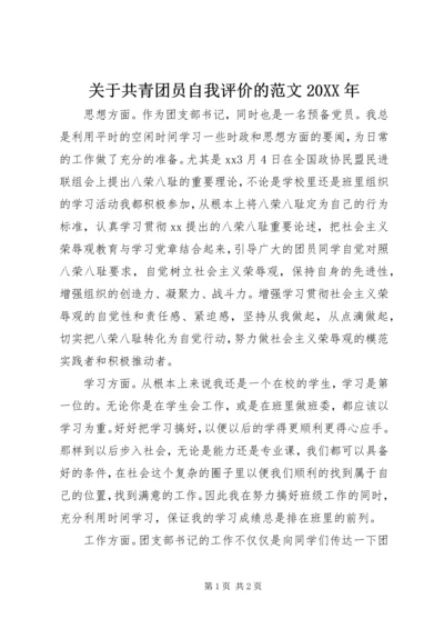 关于共青团员自我评价的范文20XX年精编.docx