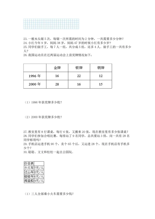 小学二年级上册数学应用题100道及答案【有一套】.docx