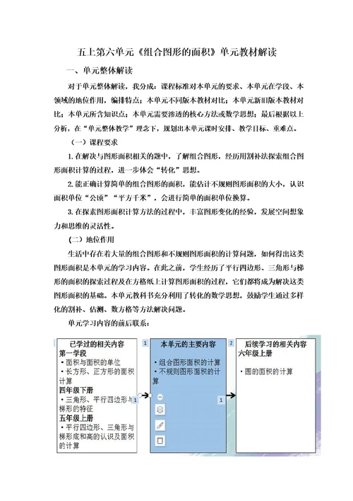 新北师大单元分析五上第六单元组合图形的面积单元教材解读