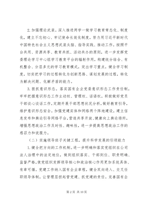 实施“强根固魂”六大工程高质量提升国有企业党建工作方案.docx