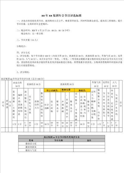 公司年会晚会节目奖项获奖评选方案方法