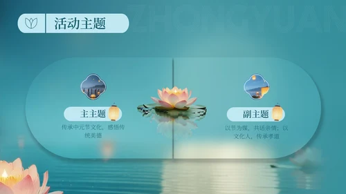 青色中国风中元节文化宣传活动策划方案PPT模板