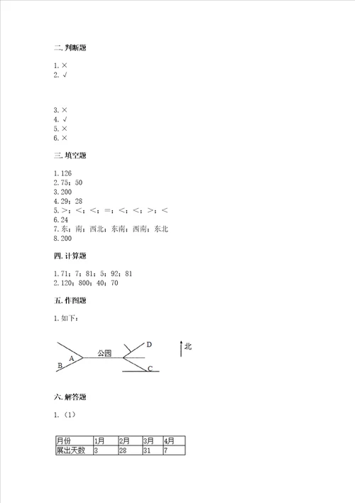 小学三年级下册数学期末测试卷带答案a卷