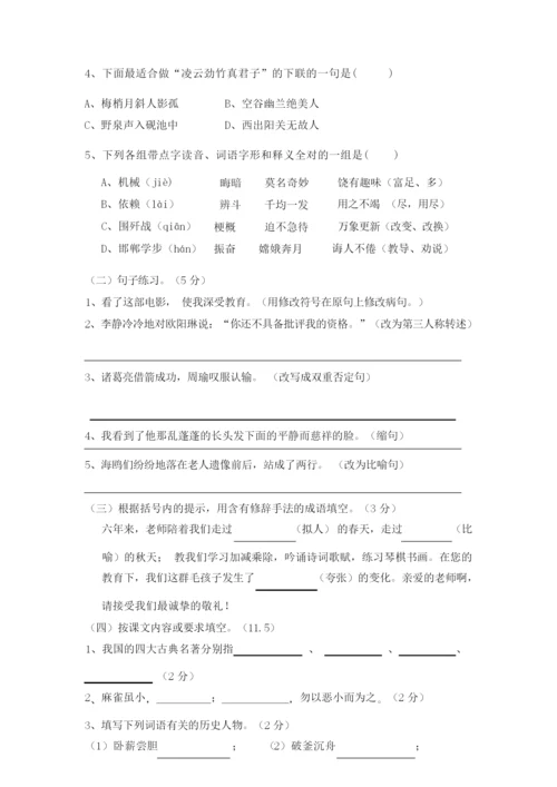 【精品】部编版语文小升初考试试卷(含答案解析)081435.docx