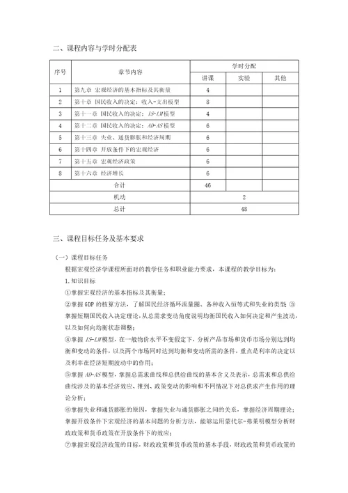 西方经济学马工程第二版下宏观经济教学大纲共11页