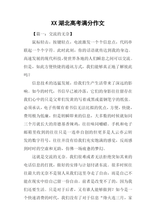 XX湖北高考满分作文.docx