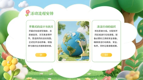黄绿色卡通风世界清洁地球日环保宣传活动PPT模板