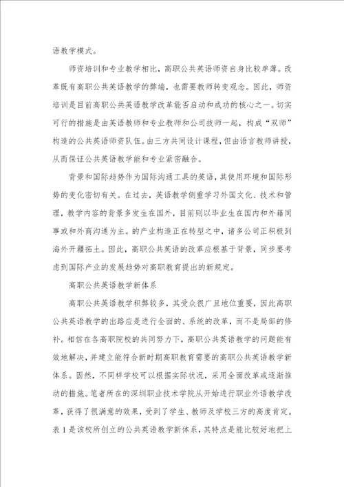 高职公共英语教学问题和对策