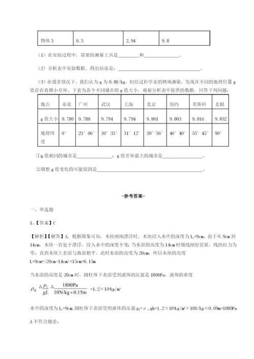 合肥市第四十八中学物理八年级下册期末考试同步练习练习题（详解）.docx