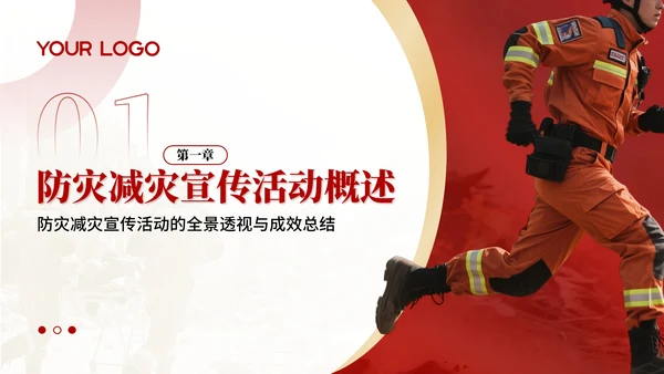 红色商务风防灾减灾宣传活动PPT模板
