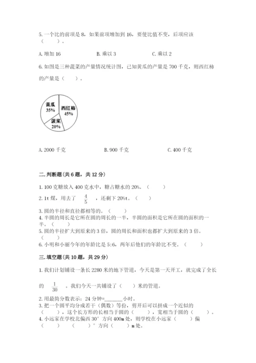 2022六年级上册数学期末考试试卷带答案（综合题）.docx