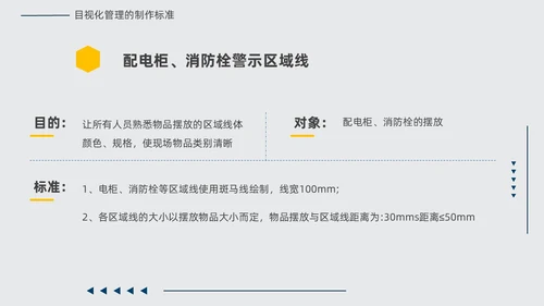 黄蓝双色简约几何现场6S和目视化改善安全教育PPT模板6S管理培训