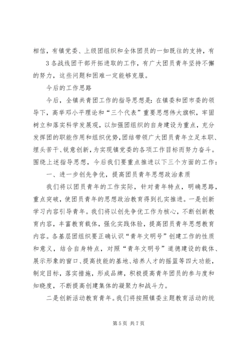 在共青团XX县区拖市镇第八次代表大会上的工作报告.docx
