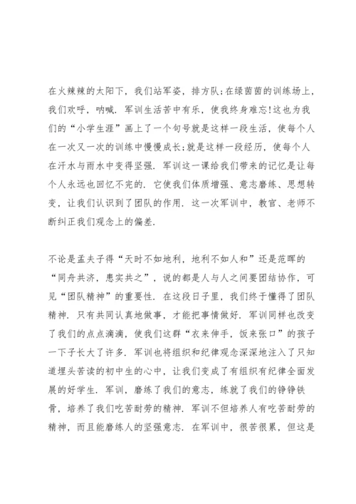 初中学生军训心得300字5篇.docx