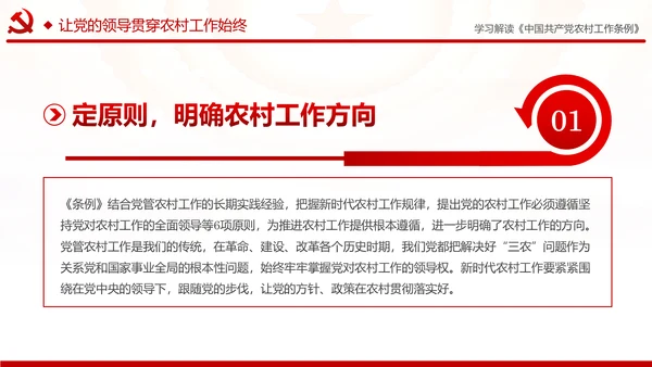 学习解读中国共产党农村工作条例PPT模板